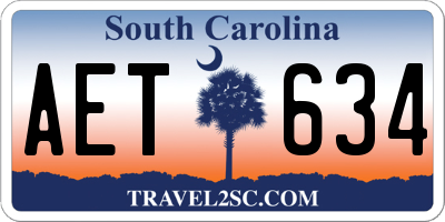 SC license plate AET634