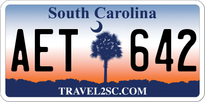 SC license plate AET642