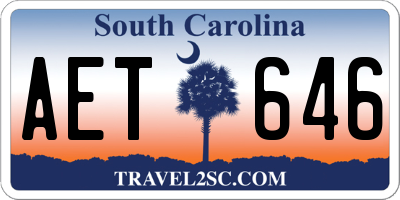SC license plate AET646