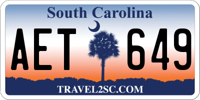 SC license plate AET649