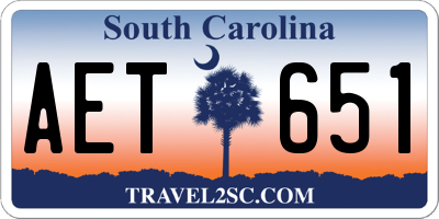 SC license plate AET651
