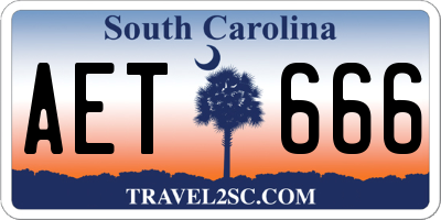 SC license plate AET666