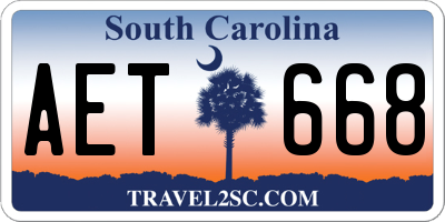 SC license plate AET668
