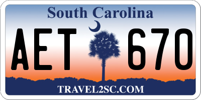 SC license plate AET670