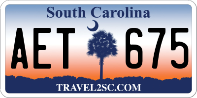 SC license plate AET675