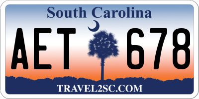 SC license plate AET678