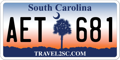 SC license plate AET681