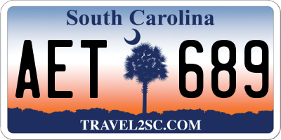 SC license plate AET689