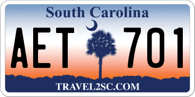 SC license plate AET701