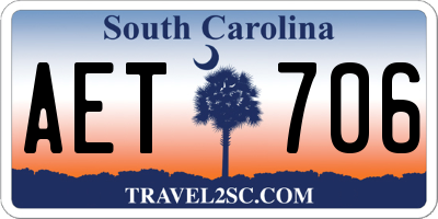 SC license plate AET706