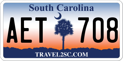 SC license plate AET708