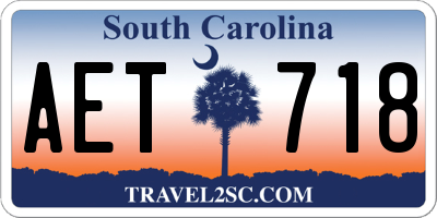 SC license plate AET718