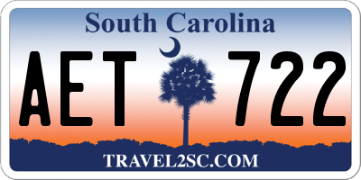 SC license plate AET722