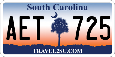 SC license plate AET725