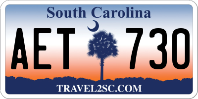 SC license plate AET730