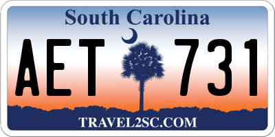 SC license plate AET731