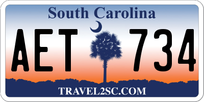 SC license plate AET734