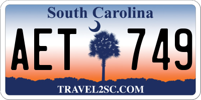 SC license plate AET749