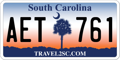 SC license plate AET761