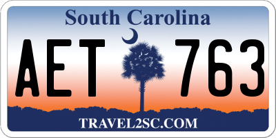 SC license plate AET763