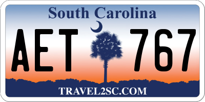 SC license plate AET767