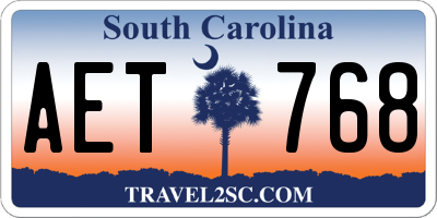 SC license plate AET768