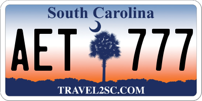 SC license plate AET777
