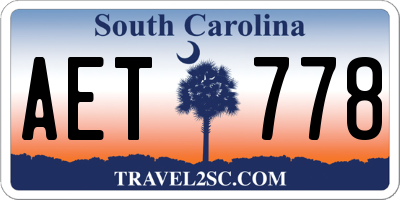 SC license plate AET778