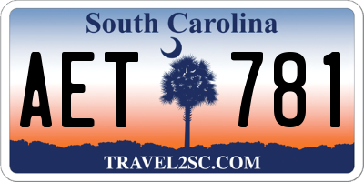 SC license plate AET781