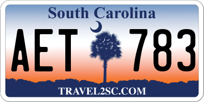 SC license plate AET783
