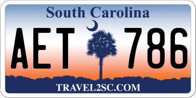 SC license plate AET786