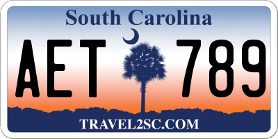 SC license plate AET789
