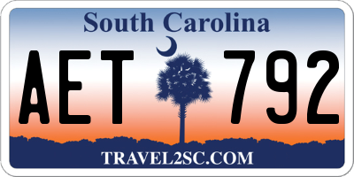 SC license plate AET792