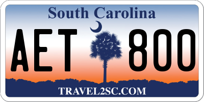 SC license plate AET800