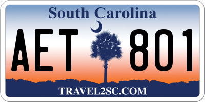 SC license plate AET801