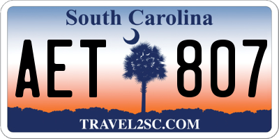 SC license plate AET807