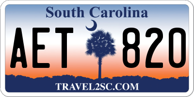 SC license plate AET820