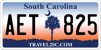 SC license plate AET825