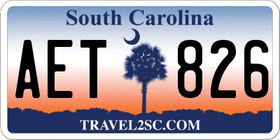 SC license plate AET826