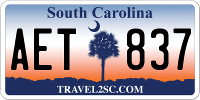SC license plate AET837