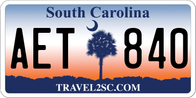 SC license plate AET840
