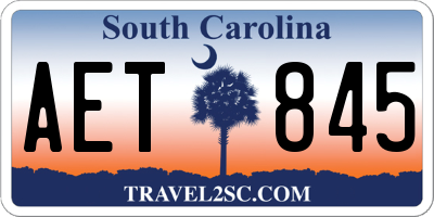SC license plate AET845