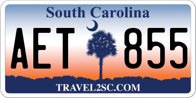 SC license plate AET855