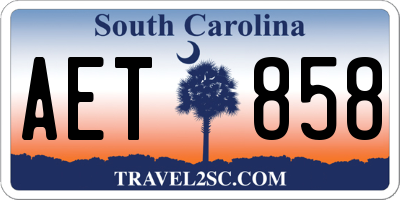 SC license plate AET858
