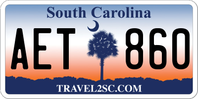 SC license plate AET860