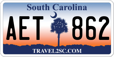 SC license plate AET862