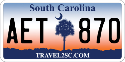 SC license plate AET870