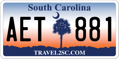 SC license plate AET881