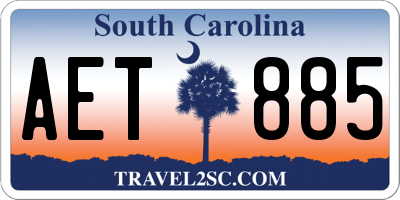 SC license plate AET885