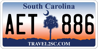 SC license plate AET886